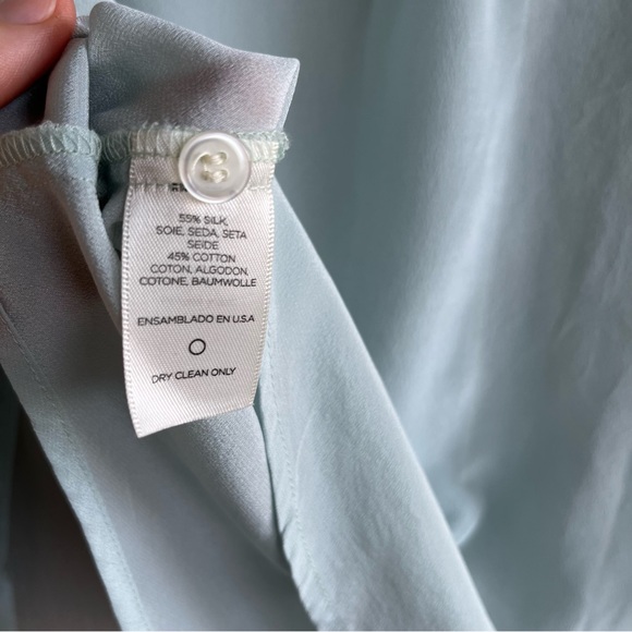 Maison Du Soir Silk Cotton Sleep Set Bardot Shirt and Jaclyn Shorts Baby Blue XS - Picture 8 of 13